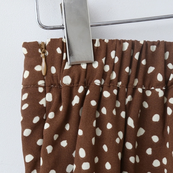 dot brown shirring skirt - Picture 6 of 7